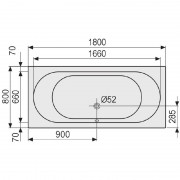 Ванна DUSCHOLUX, Ancona 112, прямоугольная, 1800х800 мм, глянцевый белый