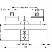 Смеситель HANSA CUBE для душа, термостат, прямое подключение, настенный монтаж, с защитой от ожегов, хром (58349103)