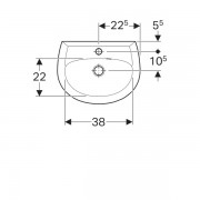 Раковина Geberit Renova, 45/34, отверстие под смеситель, перелив, белый