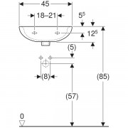 Раковина Geberit Renova, 45/34, отверстие под смеситель, перелив, белый