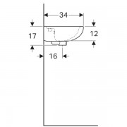 Раковина Geberit Renova, 45/34, отверстие под смеситель, перелив, белый