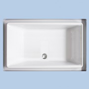 Ванна Duscholux Duscho FREE Caprivi 590, 1454х2160 мм, с переливом, монтажная рама, 2 накладки (белые) для зоны спины, акрил белый