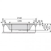 Ванна Duscholux Duscho FREE Caprivi 590, 1454х2160 мм, с переливом, монтажная рама, 2 накладки (белые) для зоны спины, акрил белый
