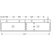 Раковина (левая) Geberit 4Bambini, двойная, двухуровневая, 180х41,5 см, Varicor, альпийский белый (430000016)