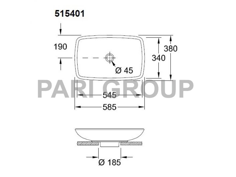 �������� Villeroy&Boch Loop&Friends, ��������� �� ����������, ��� ������� ��� ���������, � �������� � ������������ �������, � ���������, 585�380�110 ��, ���������� �����