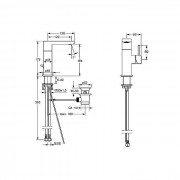 Смеситель HANSА STELA, для умывальника, рычаг сбоку, гибкие шланги, слив, вынос 123 мм, хром (57152201)