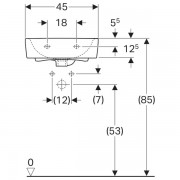Раковина Geberit Renova Plan, 45х32, отверстие под смеситель справа, белый