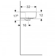 Раковина Geberit Renova Plan, 45х32, отверстие под смеситель справа, белый