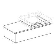 Шкафчик Geberit iCon под раковину слева 124150, 1 хромированная ручка, 1 ящик, 890х240х477 мм, декор альпийский глянец (840490000)