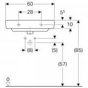 Раковина Geberit Renova Compact, с 1 отверстием под смеситель, перелив, 600х370 мм. белый (226160000)