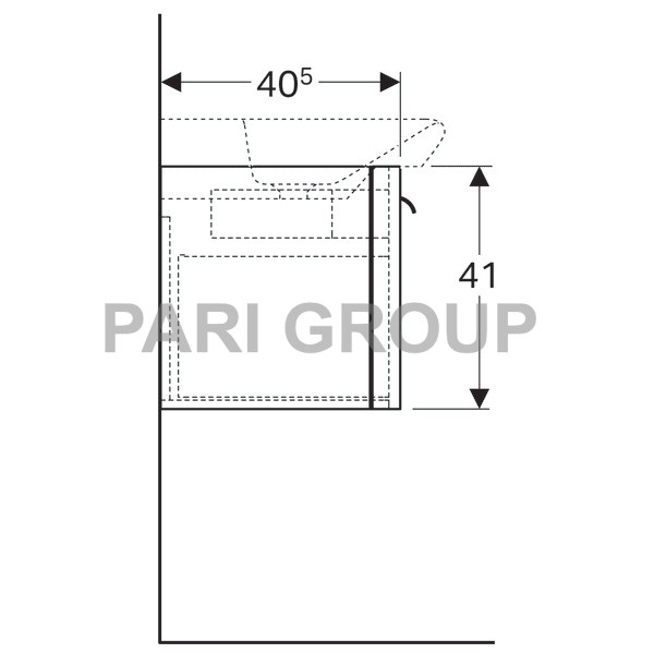 ������� ������� Geberit myDay, � ��������� ����������, 400�1500�250 ��, ����� � �������, (824001000)