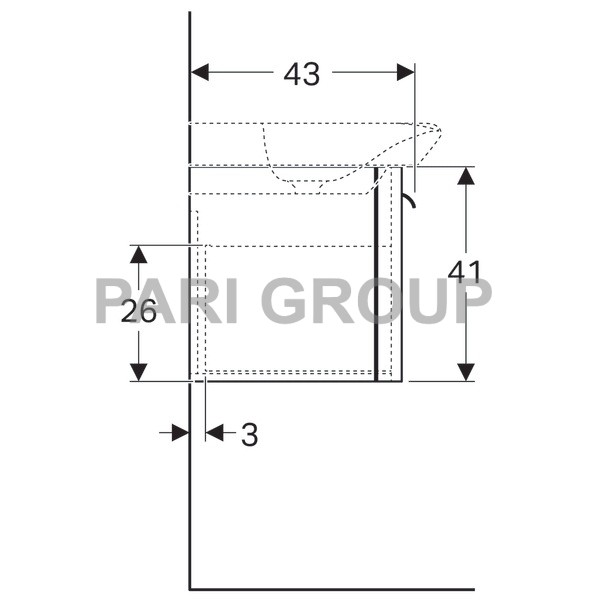������� ��� ������� �������� Geberit myDay, 1 ���� � ���������� � ������������ ��������, 1160�410�405 ��, ����� ������, (824130000)