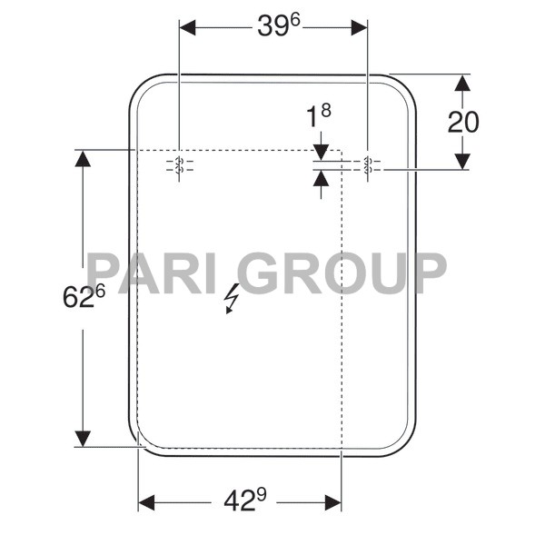������� � ���������� Geberit myDay, � �������� ���������������, ������������ ����� 37W/4000K (+/- 200K), 4464lm, 230V, 50Hz, IP44, ����� ������ 2, ������������� �������������, �����������, 600�800�30 ��, (824360000)