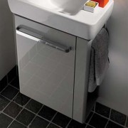 Шкафчик Geberit Renova Compact под раковину, держатель для полотенца справа, 590х604х337 мм, серый глянцевый