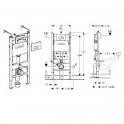 Инсталляция Geberit Duofix 3 в 1 для подвесного унитаза, H112, фронтальное управление, с клавишей глянцевый хром