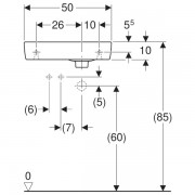 Раковина Geberit Renova Compact, с полочкой слева, с отверстием под смеситель слева, 500х250 мм, белый