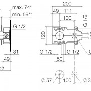 Корпус для скрытого монтажа DORNBRACHT, смеситель слева