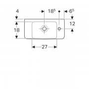 Раковина Geberit Renova Compact. отверстие под смеситель справа, c переливом, 500х250 мм, белый
