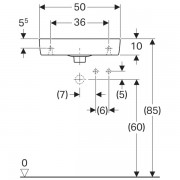 Раковина Geberit Renova Compact. отверстие под смеситель справа, c переливом, 500х250 мм, белый