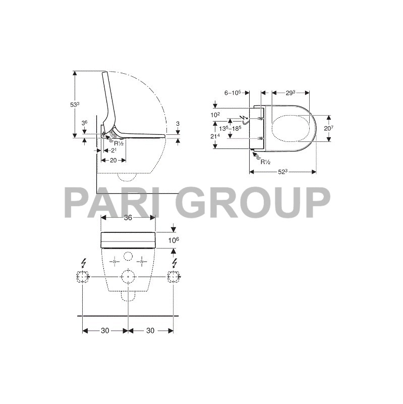 ������-���� GEBERIT AquaClean Tuma Comfort, WirlSpray, ����� �������������� ����������, 4 �������������� ������� �������������, 5 �������� ������, ����������� ����� �������, ������� ���, �������� �������, ��� � ������������ ������������, �����