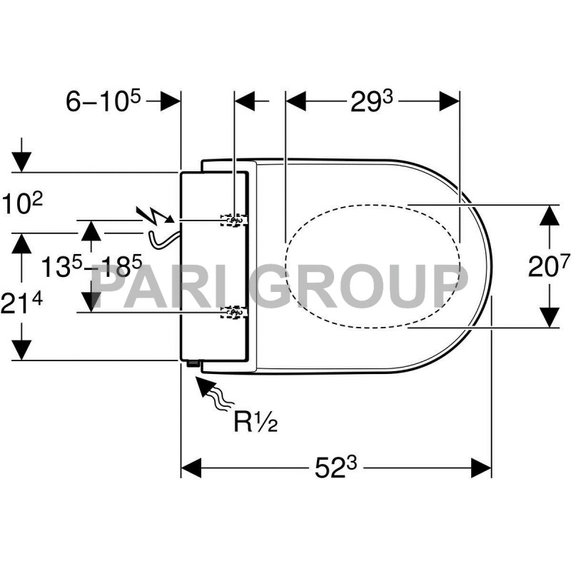 ������-���� GEBERIT AquaClean Tuma Comfort, WirlSpray, ����� �������������� ����������, 4 �������������� ������� �������������, 5 �������� ������, ����������� �����, ������� ���, �������� �������, ���, ����������������� �����, �����