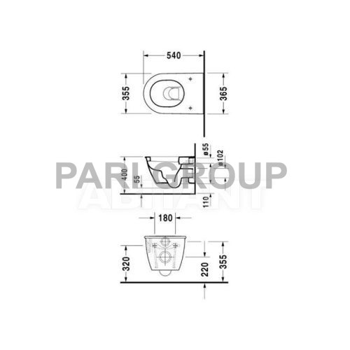 ������ ��������� DURAVIT Darling New, 4,5 �, � ������������ ������, ���. ��������� Durafix, 370x540 ��, �����