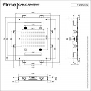 Потолочный душ FIMA WELLNESS из нержавеющей стали, пульт хроматерапии, анти-кальк, совмещение аудио, bluetooth, блок контроля, массаж, LED-подсветка для хромотерапии, доступны 8 цветов, 2 каскада, 700х400 мм, хром