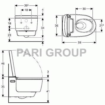 ������-���� GEBERIT AquaClean Mera Classic, WhirlSpray, ���������, ������������ ���� ������� � TurboFlush, ������������ ����������� ����� ����, ������� Quick Release, �������� �������, �������� �������, 395�350�590 ��, ������� ����, �����