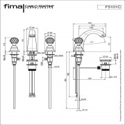 Смеситель для раковины FIMA ELITHABETH CHIC, на 3 отверстия, с гибкой подводкой и донным клапаном, хром