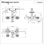 Смеситель для ванны FIMA ELITHABETH CHIC, внешнего монтажа, с душевым комплектом, хром