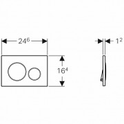 Клавиша GEBERIT SIGMA 20 для двойного смыва, пластик, механика, 246х164 мм, хром матовый/хром глянцевый, хром матовый