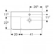 Раковина Geberit RENOVA Compact, с отверсием под смеситель и переливом, 650х370 мм, белый