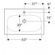 Раковина накладная Geberit Acanto Slim, 750х480 мм, с 1 отверстием под смеситель, с переливом, белый
