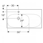 Раковина Geberit Acanto, 900 х 480 мм, с полочкой справа, с отверстием под смеситель, с переливом, белый