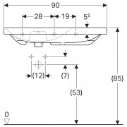 Раковина Geberit Acanto, 900 х 480 мм, с полочкой справа, с отверстием под смеситель, с переливом, белый