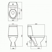 Унитаз-компакт KOLO MODO, горизонтальный выпуск, двухрежимный слив 3/6 л., нижний подвод воды, сиденье Duroplast, Soft Close
