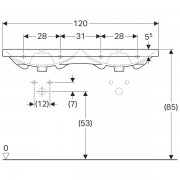 Двойная раковина Geberit Acanto, 1200х480 мм, с двумя отверстиями под смеситель, с переливом, белый