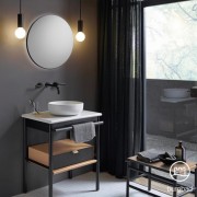 Зеркало Burgbad Mya, d500 мм с подсветкой по периметру 4250k (26 ватт), сенсорный выключатель, корпус алюминевый, черный матовый лак