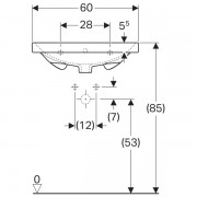 Раковина Geberit Acanto, 600 х 480 мм, с отверстием под смеситель, с переливом, б