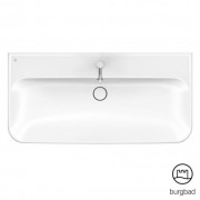 Тумба подвесная Burgbad Iveo с керамическим умывальником с 1 отверстием под смеситель,1000х492х721 мм, 2 выдвижных ящика, сифон в комплекте, вертикальная ручка-планка, декор дуб меринос