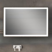 Зеркало Geberit Citterio, в раме, со светодиодной подсветкой по контуру, возможен вертикальный, горизонтальный монтаж, LED 12V/37.5W, цвет подсветки: тёплый белый, Lumen 3584 (lm), 230 v, 50Hz, IP44, класс защиты 2, 1184х584х140 мм, темный дуб