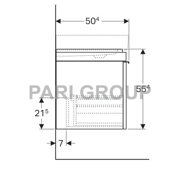 ������� ��� �������� Geberit Citterio, 1 ��������� ����, ����� ������-�������� �����, 1184�554�504 ��, ������ ���, ���������� ����������� ������ ������� �����