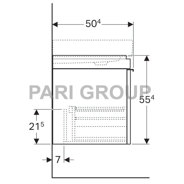 ������� ��� �������� Geberit Citterio, 1 ��������� ����, ����� ������-�������� �����, 584�554�504 ��, ������� ���, ������� ������
