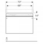 Шкафчик под раковину Geberit Citterio, 1 выдвижной ящик, ручка светло палевого цвета, 734х554х504 мм, темный дуб, черное стекло