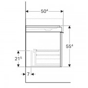 Шкафчик под раковину Geberit Citterio, 1 выдвижной ящик, ручка светло палевого цвета, 734х554х504 мм, темный дуб, черное стекло