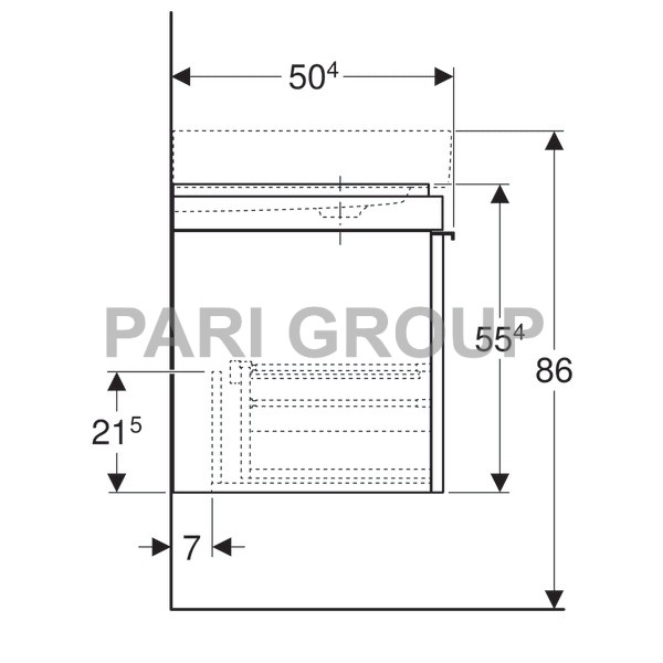 ������� ��� �������� Geberit Citterio, ������� ������, 2 ��������� �����, 1 ���������� ����, 2 ����� ������-�������� �����, 1334�554�504 ��, ������ ���, ����������� ������: ������ ������