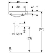 Раковина Geberit Acanto, 1 отверстие под смеситель справа, 400х250 мм, белый