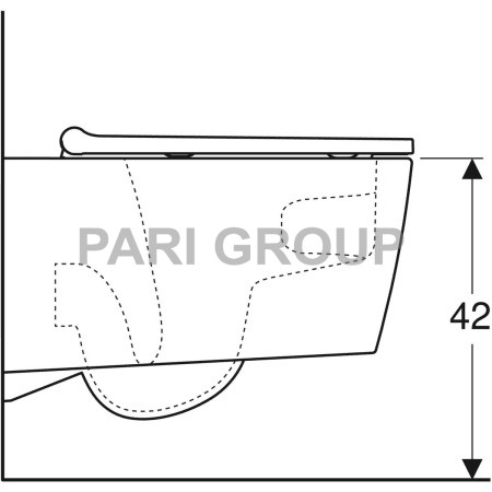 ������ ��������� Geberit ONE, �������� �����, TurboFlush, � ������������� �������� Soft Close, ������������ ������� ����, 54�37 ��, �����