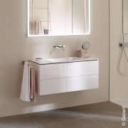 Шкафчик для раковины Geberit ONE, с двумя выдвижными ящиками: ширина 104.5см, высота 46.5см, глубина 39.5см, лак белый глянцевый