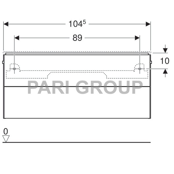 ������� ��� �������� Geberit ONE, � ����� ���������� �������: ������ 104.5��, ������ 46.5��, ������� 39.5��, ��� ����� ���������
